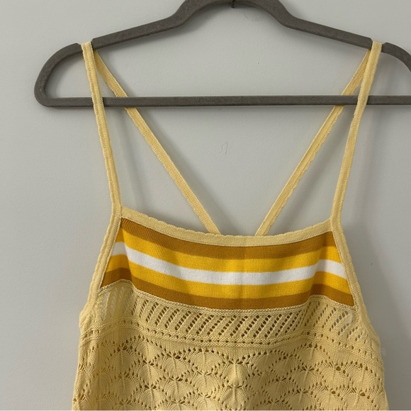 Free People Yellow Cream Stripe Ombre Crochet Knit Y2K Sleeveless Tank M NWT - Picture 3 of 9